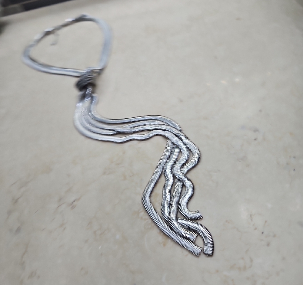 Silver Multi-Strand Statement Necklace - image 3